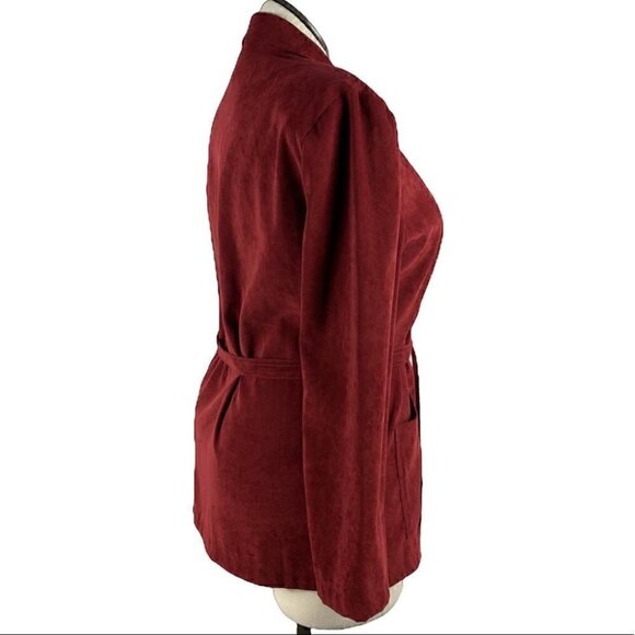 Briggs womens blazer size L red ultra suede career with pockets vintage 90s - Picture 2 of 10